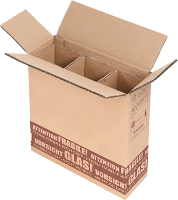 Produktbild von 500 x Flaschenversandkarton Flaschenkarton für 3 Flaschen 370x310x105 mm PTZ