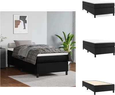 Obrázek produktu pro vidaXL Postel Box spring black 100x200 cm Imitace kůže - Postele a rámy postelí
