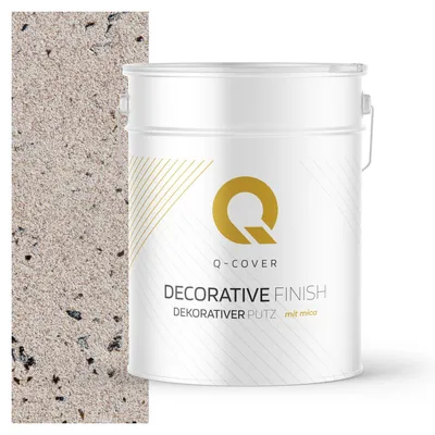 Produktbild von Dekorativer Putz mit Mica 15 kg – Hellbeige mit schwarzem Mica D812 – Strukturputz Innen & Außen, wetterfest Q-COVER