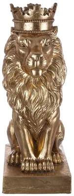 Löwen-Skulptur, antik gold, Magnesia, 25x34x70 cm