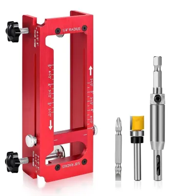 Produktbild von Türscharnier Montageschablone - Verstellbare Frässchablone - Aluminiumlegierung - Scharnierbit - Beidseitiger Treiberbit - Geeignet für Türen - Scharniermal