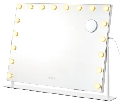 Produktbild von Schminkspiegel mit Beleuchtung und 18 LED-Lampen | Mattweiß | 90x12x65 cm