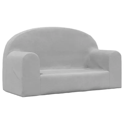 Produktbild von vidaXL Kindersofa 2-Sitzer Hellgrau Weich Plüsch