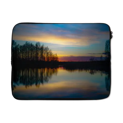 Produktbild von MuchoWow® Laptop Hülle 17 Zoll Laptoptasche Wasser - See - Bäume - Sonnenuntergang - Natur - Zipper - Schutzabdeckung