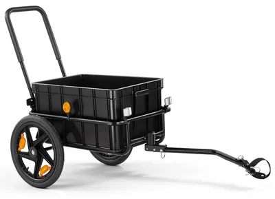 Image de Remorque de vélo VEVOR, remorque de transport 2-en-1, chariot à main avec attelage, capacité de 45 kg, en acier au carbone et Oxford 600D, avec protection pluie pour le timon et 6 réflecteurs, compatible avec les vélos de 22 à 28 pouces, remorque de vélo pour le transport