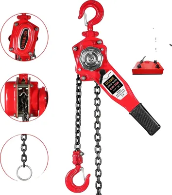 Obrázek produktu pro Ruční řetězový zvedák, nosnost 0,75 tuny, délka lana 300 cm, průměr řetězu 6 mm, typ montáže na hák, ergonomické provedení rukojeti