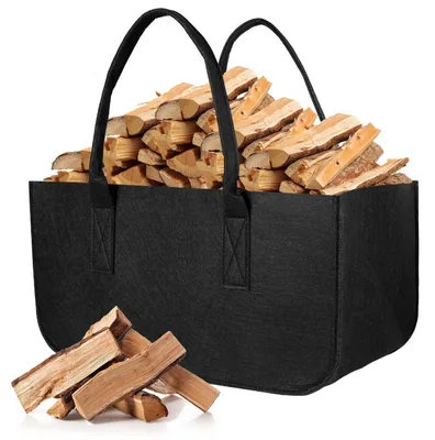 Zdjęcie produktu dla Koszyk z filcu, składany, czarny, wymiary: 50x25x25 cm