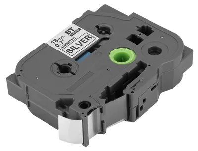 Image de Ruban d'étiquetage noir sur fond argent mat TZz M941 P touch, compatible avec l'étiqueteuse Brother, 18 mm