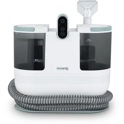 Obrázek produktu pro Čistič textilií, H.Koenig TWT88, 1200 W, nádržka 1,6 l, 250 ml/min, 3 kartáče, funkce horké vody do 60 °C, bílá barva