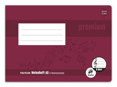 Produktbild von Staufen® 734010114 Notenheft PREMIUM Academy - A5 quer, 90 g/qm, 8 Blatt, 6 Notensysteme