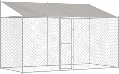 Immagine prodotto di vidaXL Gabbia per cani con tetto Argento 400 x 200 x 256 cm Acciaio e PE