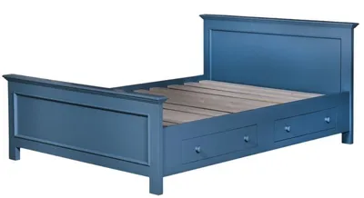 Produktbild von Casa Padrino Landhausstil Bett Blau 160 x 200 cm - Schlafzimmermöbel im Landhausstil