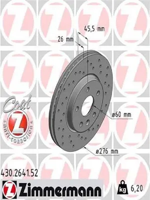 Produktbild von 2x ZIMMERMANN Bremsscheibe 430.2641.52 für OPEL Astra K Sports Tourer (B16) 46mm