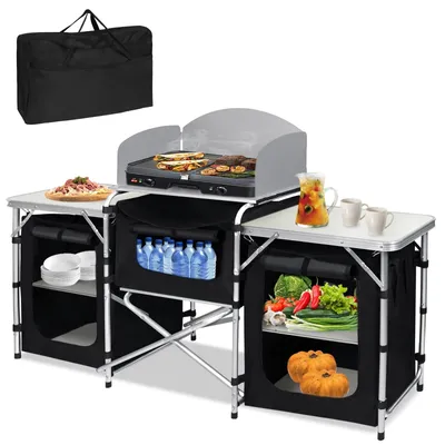 Immagine prodotto di Cucina da campeggio pieghevole - Struttura in alluminio - 174 x 46 x 110 cm - Per campeggio e giardino