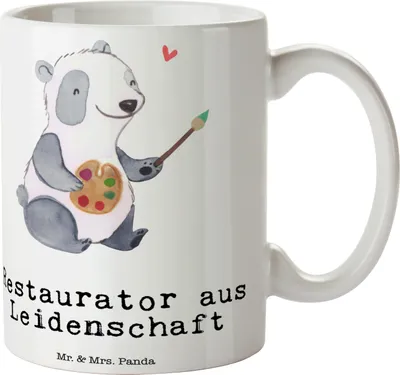 Produktbild von Mr. & Mrs. Panda Teebecher Restaurator Leidenschaft - Weiß - Geschenk, Tasse, Geschenktasse, cappuccinotasse, Becher, Trinkbecher, Kaffeetasse