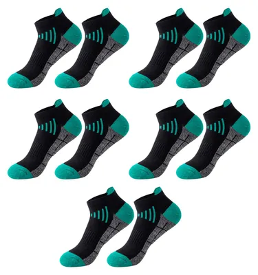 Produktbild von 5 Paar Herren-Baumwoll-Knöchelsocken, sportliche, gepolsterte Funktionssocken, feuchtigkeitsableitend, atmungsaktiv, Laufsocken