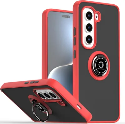 Obrázek produktu pro Pouzdro pro Infinix Hot 50 Pro 4G matné průsvitné TPU pouzdro s prstencovým držákem a stojánkem Červený