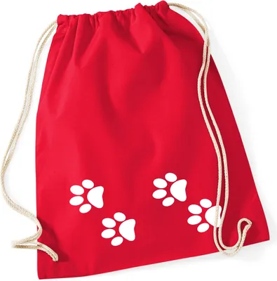 Produktbild von Huuraa Turnbeutel Fußtapsen Tapsen 12 Liter Classic Red Baumwolle Rucksack Geschenkidee