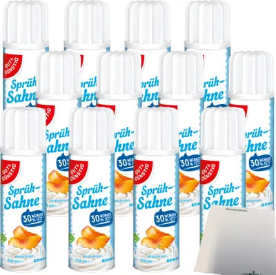 Produktbild von Gut & Günstig Sprühsahne leicht 21% Fett 12er Pack (12x250ml Dose) + usy Block