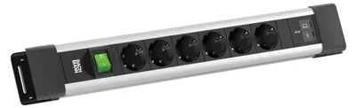 Image de BACHMANN CONNECTUS 6xCEE7/3, 1 interrupteur, 1 port USB-C/C 65 W, L = 2,0 m, CEE7/7, gris