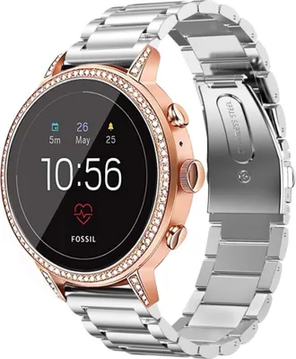 Produktbild von Strap-it Stahlarmband - Kompatibel mit Fossil Gen 5e Armband 42mm Fossil uhrenarmband Fossil ersatzarmband Edelstahl für Smartwatch 18mm Armband Silber 18mm