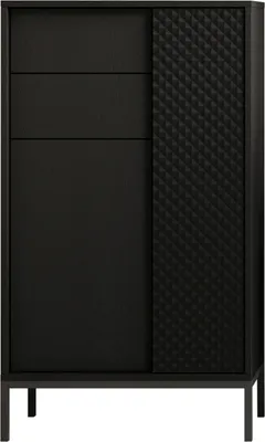 Produktbild von Highboard BIRMINGHAM, Graphit Schwarz matt, 2 Türen, 2 Schubkästen, Unterflurauszüge