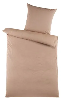 Produktbild von Bettwäsche Baumwolle Chambray Uni Beige 135x200 80x80cm: 4tlg.
