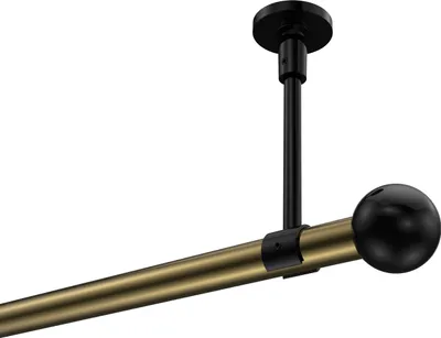 Produktbild von Interdeco Gardinenstange / Vorhangstange Messing Antik / Schwarz, Typ Sonette Luino (Kugel) ohne Ringe, Deckenmontage, 20 mm Ø 1-läufig, 220 cm