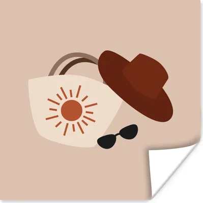 Produktbild von MuchoWow® Poster Sonnenbrille - Hut - Tasche 100x100 cm - Babyzimmer