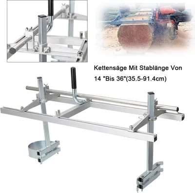 Imagen del producto de Sierra de cadena portátil, barra guía de 36 pulgadas, fabricada en aluminio y acero inoxidable, ideal para trabajos de carpintería