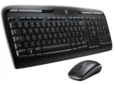 Zdjęcie produktu dla Logitech Wireless Combo MK330, Pełnowymiarowy (100%), Bezprzewodowy, USB, QWERTY, Czarny, Dołączona myszka