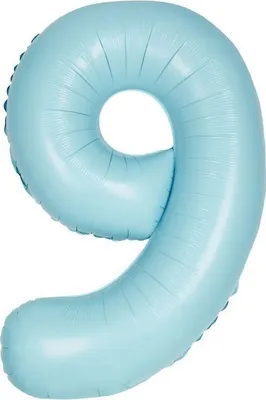 Produktbild von XL Folienballon hellblau matt Zahl 9