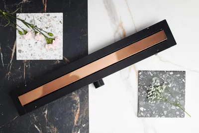Obrázok produktu pre Lineárny odtokový žľab Shiny Rose Gold - Super Low - LINE PRO - Chrom Rose Gold 90 cm