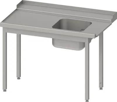 Produktbild von Zulauftisch, Korbführung mit Gefälle, ohne Grundboden mit einem Becken 1200x750x880 mm, Anbauseite links, mit Aufkantung, verschweißt