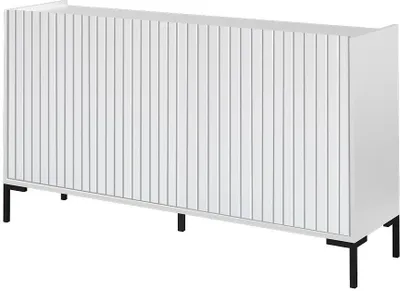 Produktbild von Moderne Kommode LANDO 2 150 cm Lamellen Schrank Wohnzimmerschrank Weiß