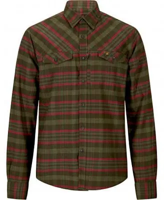 Produktbild von il Lago Prestige Flannel Hemd Bjarne Herren (Oliv/Rot) Größe 5XL