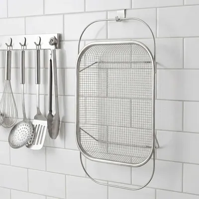 Produktbild von Ausziehbares Edelstahlsieb für Spülbecken von 37 bis 51.5 cm zum Waschen, Abtropfen und Abseihen von Obst und Gemüse