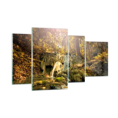 Produktbild von Bilder auf glas - Wald Wasserfall Natur Umwelt - 120x70cm - Glasbilder - Wandbilder - Kunstdruck - zum Aufhängen bereit - Wanddekoration aus Glas - Glas Bilder - Wandbild auf Glas - GDL120x70-2959