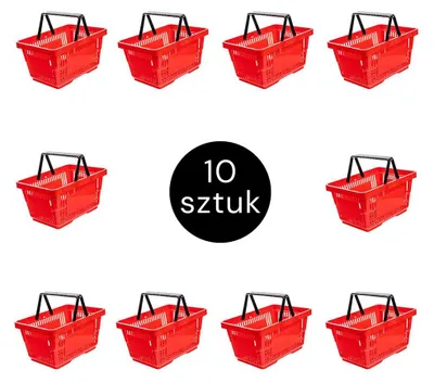 Produktbild von Einkaufskorb H-22 cm L-30 cm T-43 cm Fassungsvermögen 22L rot (10er-Set) N