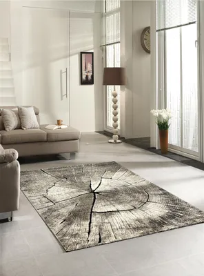 Produktbild von Kurzflorteppich Baumrille Baumstamm Modern Dicht Braun Rund