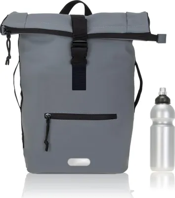 Produktbild von Rucksack Plane Time Bag Evo 24 L Kurierrucksack Roll-Top Herren Damen Freizeitrucksack Geheimfach Brustgurt Fahrradrucksack Reiserucksack Büro Tasche Elephant 12825 Grau Uni + f