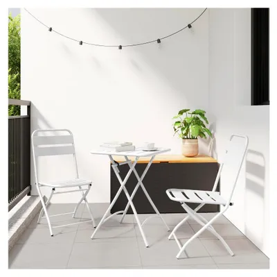 Produktbild von Klappgartenstühle 2er Set Weiß Stahl Klappstühle für Terrasse