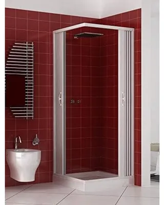 Zdjęcie produktu dla Kabina prysznicowa z panelami i drzwiami harmonijkowymi, wysokość 185 cm, z białego PVC, z regulacją szerokości – 70–80 x 80–90