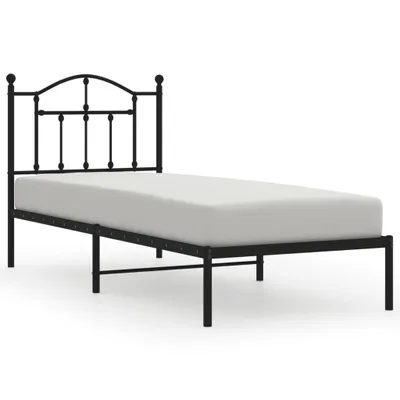 Produktbild von Bettgestell mit Kopfteil Metall Schwarz 90x200 cm