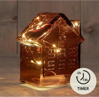 Produktbild von Anna's Collection LED-Haus aus Glas, bordeaux, H14 cm