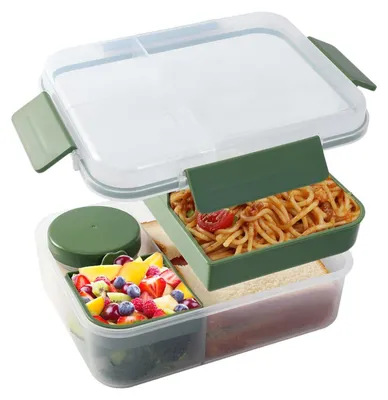 Bento Lunchbox 1600 ml, 2 Fächer, BPA-frei, grün