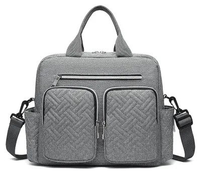 Immagine prodotto di Borsa fasciatoio – Borsa da viaggio per bambini, ideale per mamme e papà – Scomparti isolati per biberon e snack – Chiusura con cerniera – Taglia media – Grigia