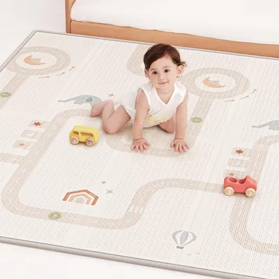 Zdjęcie produktu dla BG-BABYGO Mata do zabawy dla dzieci, 147 x 177 cm, składana i wodoodporna mata do zabawy dla niemowląt