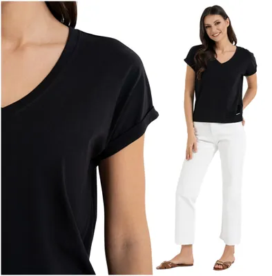 Immagine prodotto di Moraj - T-shirt nero - T-shirt da donna taglia 5XL - T-shirt con scollo a V - T-shirt a maniche corte