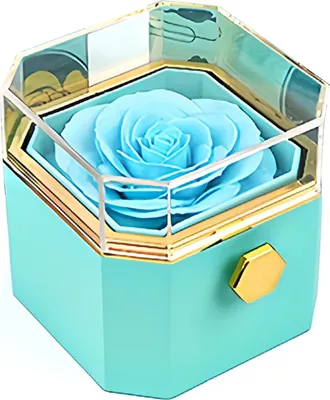 Produktbild von Schmuckschatulle für Ringe mit Schubladendesign mit konservierten Rosenblüten, tragbarer Schmuck-Organizer, Ewige Blumen, Rosengeschenke zum Muttertag, Valentinstag
